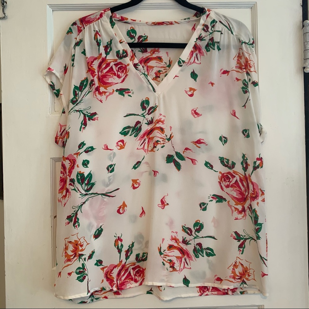 Joie ‘Suela’ rose print silk blouse